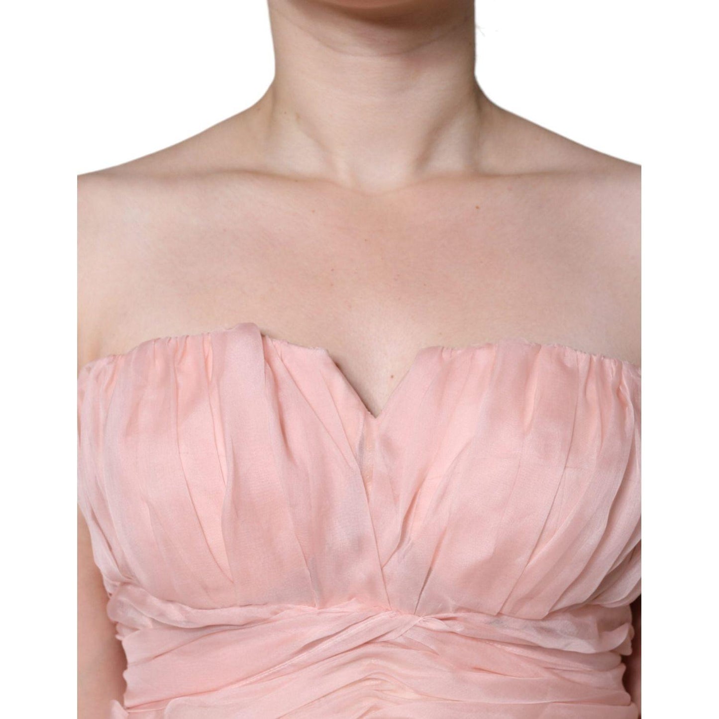 Dolce & Gabbana Pink Silk Strapless Maxi A-line Gown Dress DR281220-42