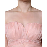 Dolce & Gabbana Pink Silk Strapless Maxi A-line Gown Dress DR281220-42