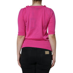 Dolce & Gabbana Pink Wool Button Down Short Sleeve Blouse Top TSH86576-40