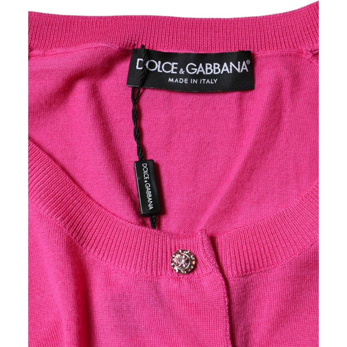 Dolce & Gabbana Pink Wool Button Down Short Sleeve Blouse Top TSH86576-40