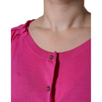 Dolce & Gabbana Pink Wool Button Down Short Sleeve Blouse Top TSH86576-40