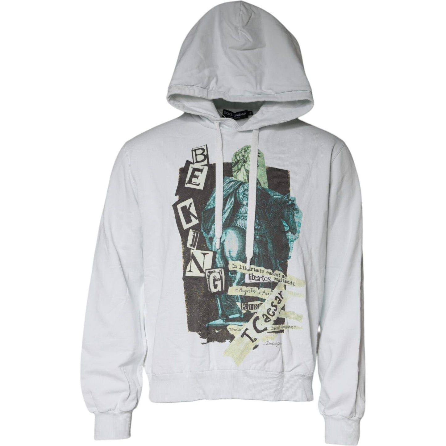 Dolce & Gabbana White Caesar Cotton Hooded Pullover Sweater TSH87226-54
