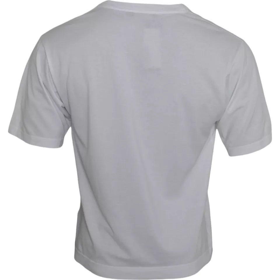 Dolce & Gabbana White Cotton DG Applique Men Casual T-shirt TSH86458-44