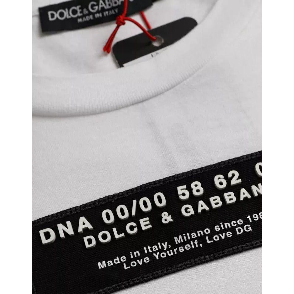 Dolce & Gabbana White Cotton DG Applique Men Casual T-shirt TSH86458-44