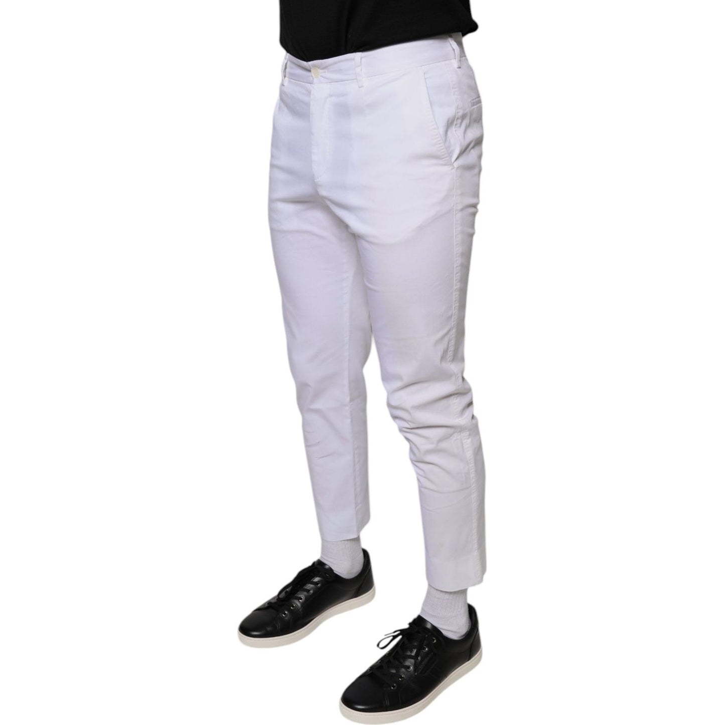 Dolce & Gabbana White Cotton Skinny Dress Pants PAN75590-46