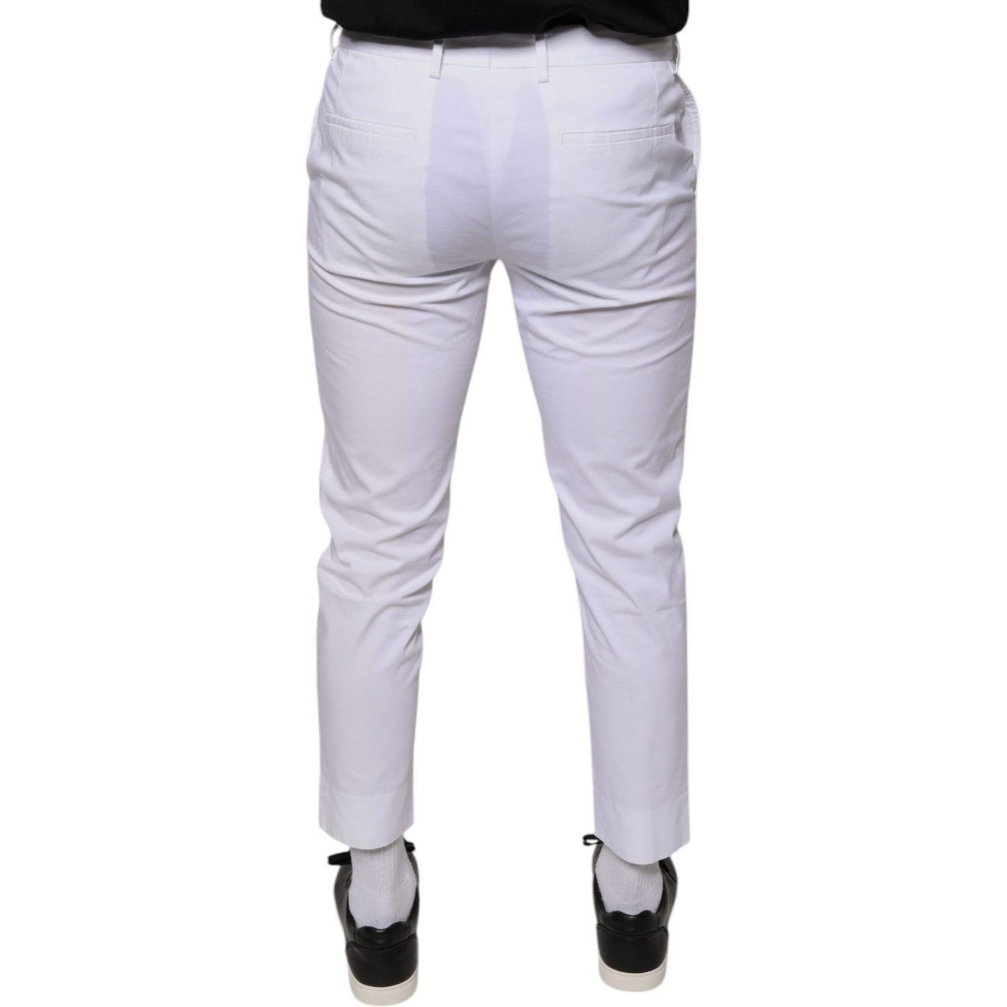 Dolce & Gabbana White Cotton Skinny Dress Pants PAN75590-46