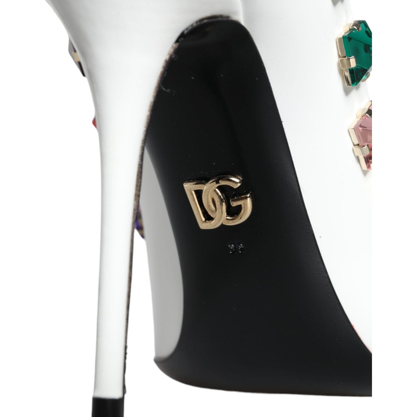 Dolce & Gabbana White Crystals Leather High Heels Pumps Shoes LA11361-39