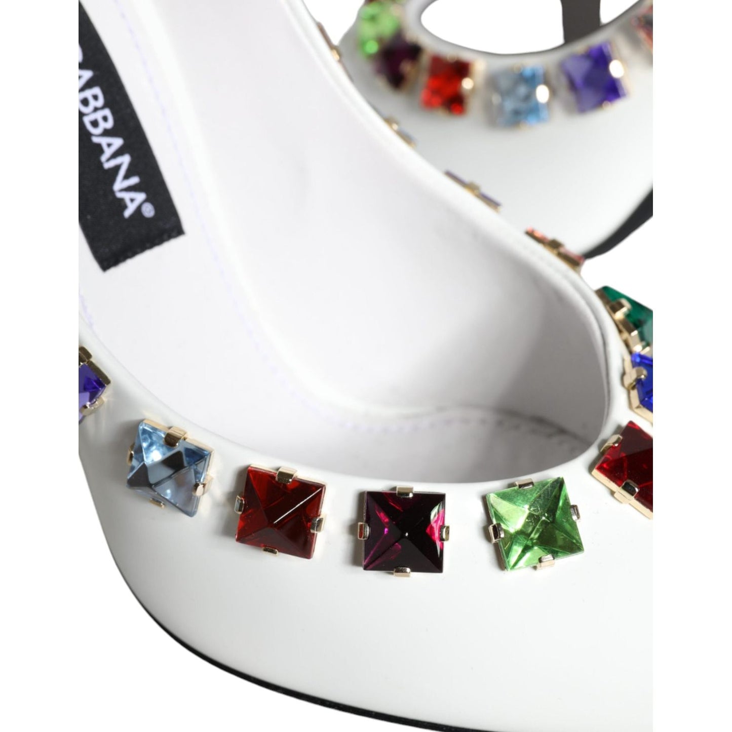 Dolce & Gabbana White Crystals Leather High Heels Pumps Shoes LA11361-39