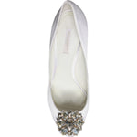 Dolce & Gabbana White Crystals Peep Toe Satin Pumps Shoes LA11804-38.5