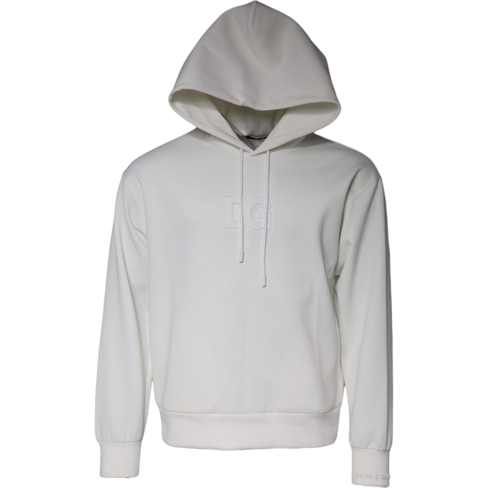 Dolce & Gabbana White DG Logo Hooded Men Sweatshirt Sweater TSH86973-44