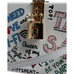 Dolce & Gabbana White Graffiti Print Clutch Crossbody Bag BAG4110