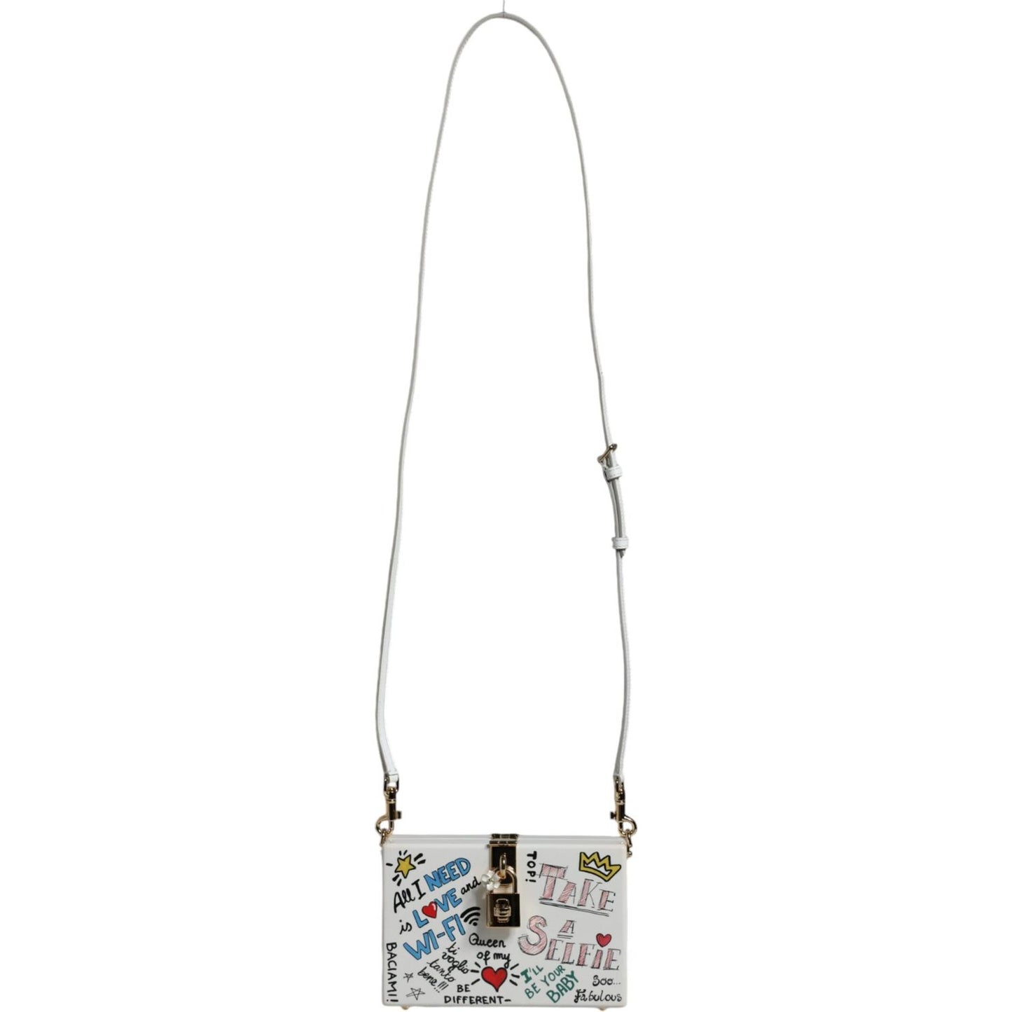 Dolce & Gabbana White Graffiti Print Clutch Crossbody Bag BAG4110