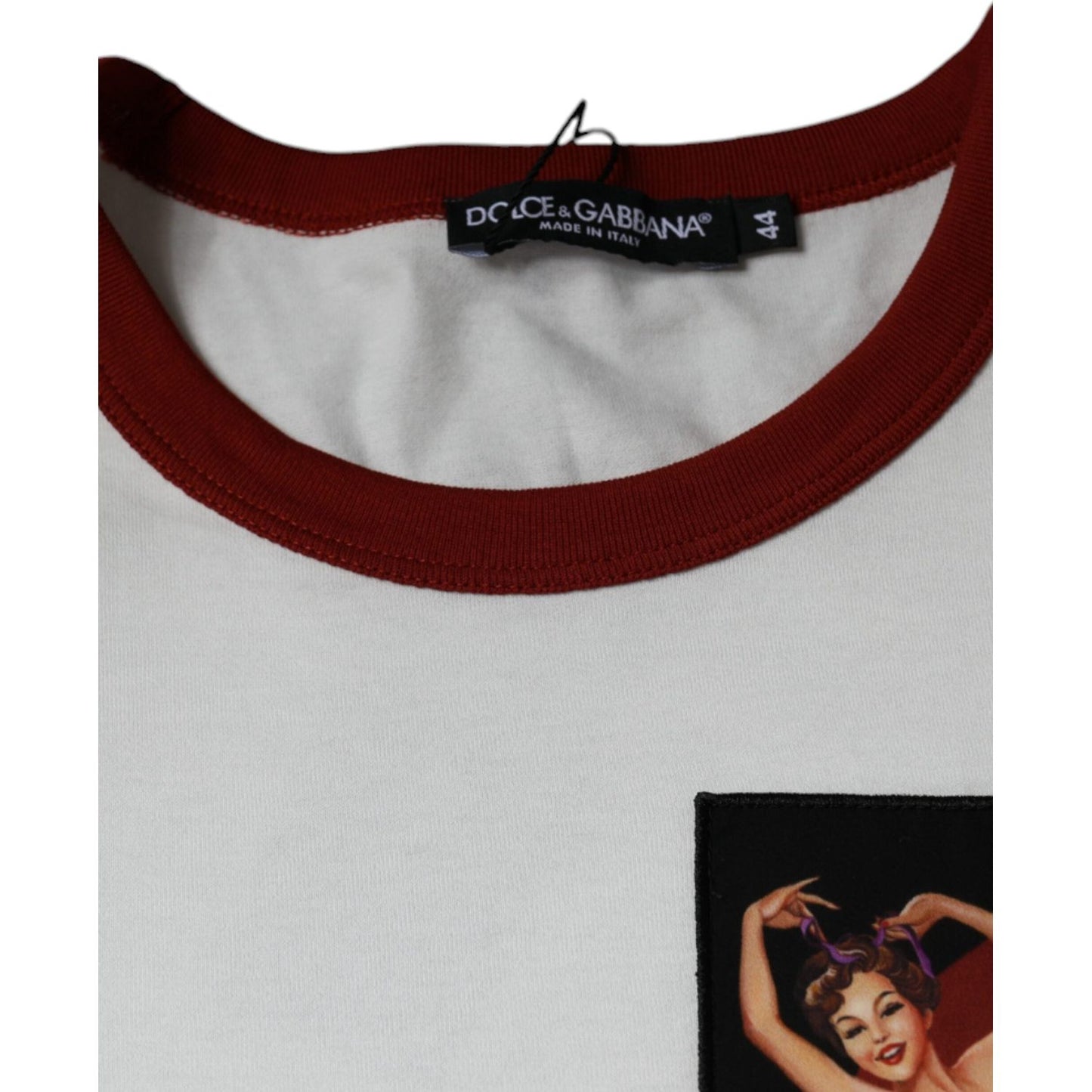Dolce & Gabbana White Graphic Print Cotton Crew Neck T-shirt TSH86667-44