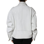 Dolce & Gabbana White Lambskin Leather Biker Coat Jacket JKT4090-40