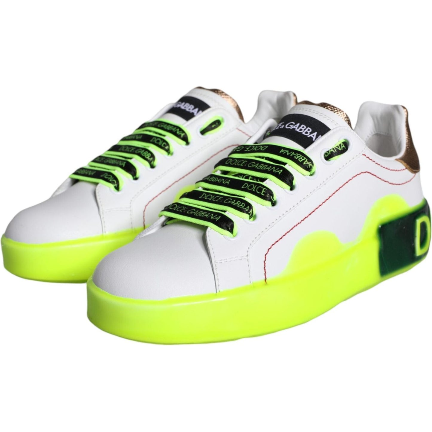 Dolce & Gabbana White Leather Portofino Low Top Sneakers Shoes LA11397-35