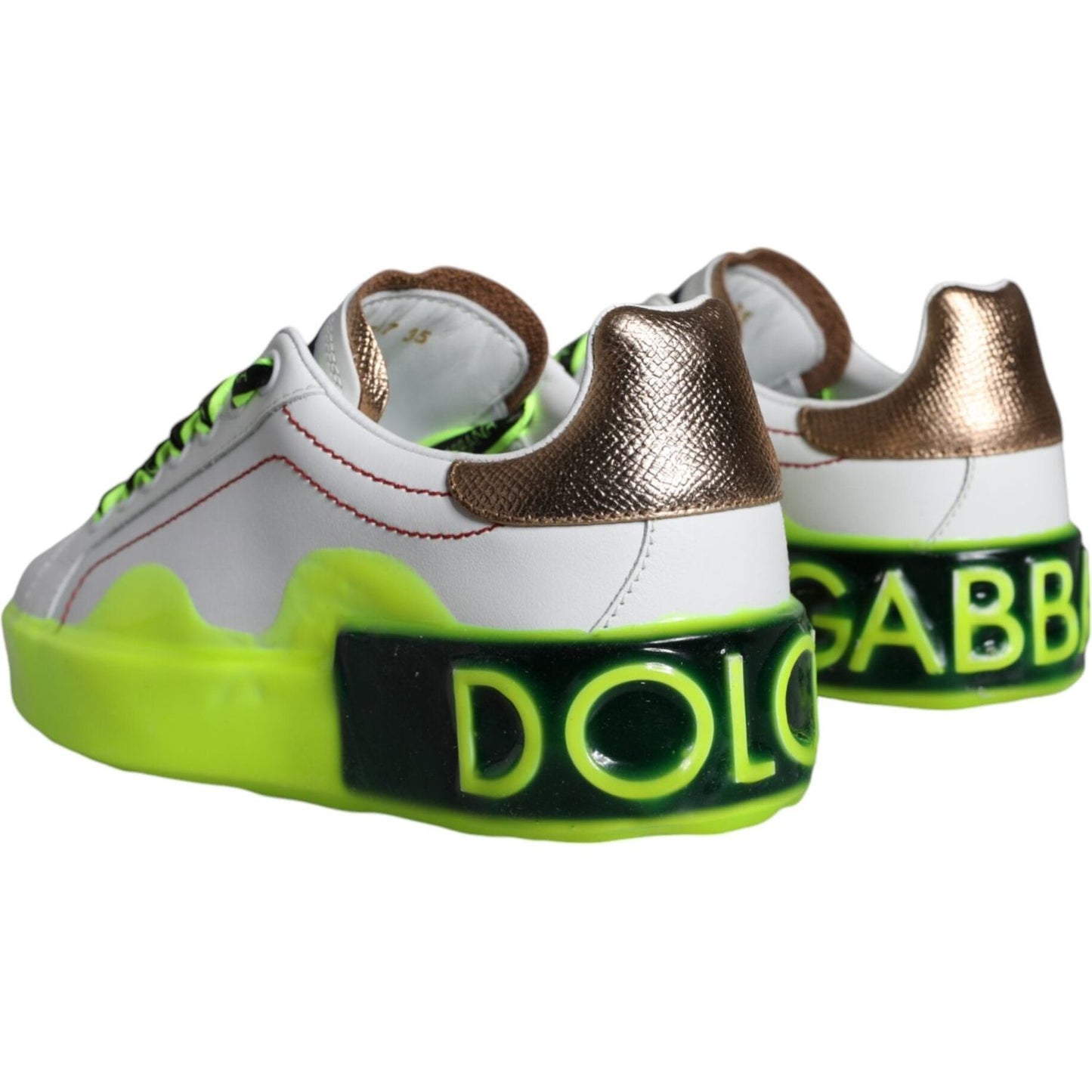 Dolce & Gabbana White Leather Portofino Low Top Sneakers Shoes LA11397-35