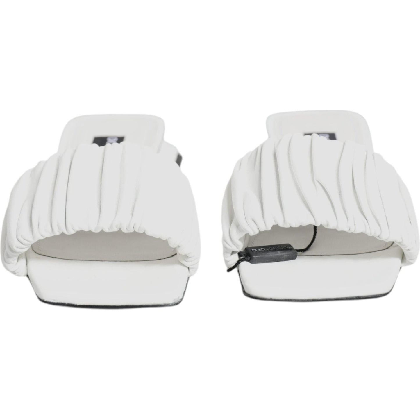 Dolce & Gabbana White Leather Slides Flats Sandals Shoes LA11740-37