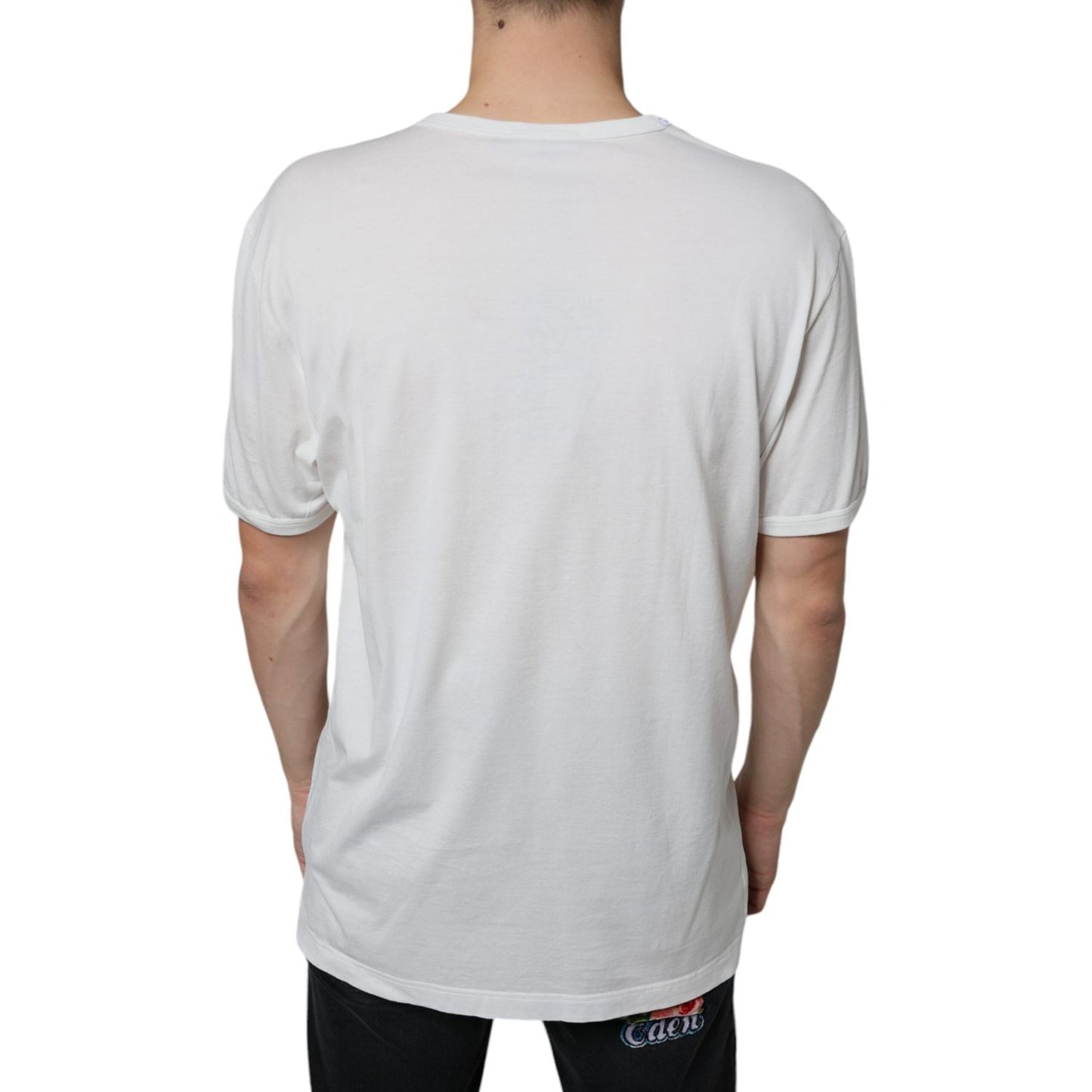 Dolce & Gabbana White Logo Embossed Cotton Crewneck T-shirt TSH86632-54