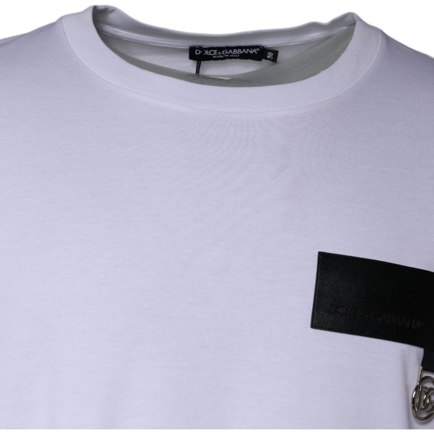 Dolce & Gabbana White Logo Patch Cotton Crew Neck T-shirt TSH84882-50