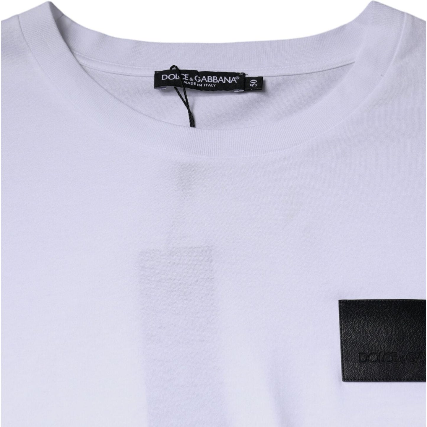 Dolce & Gabbana White Logo Patch Cotton Crew Neck T-shirt TSH84882-50