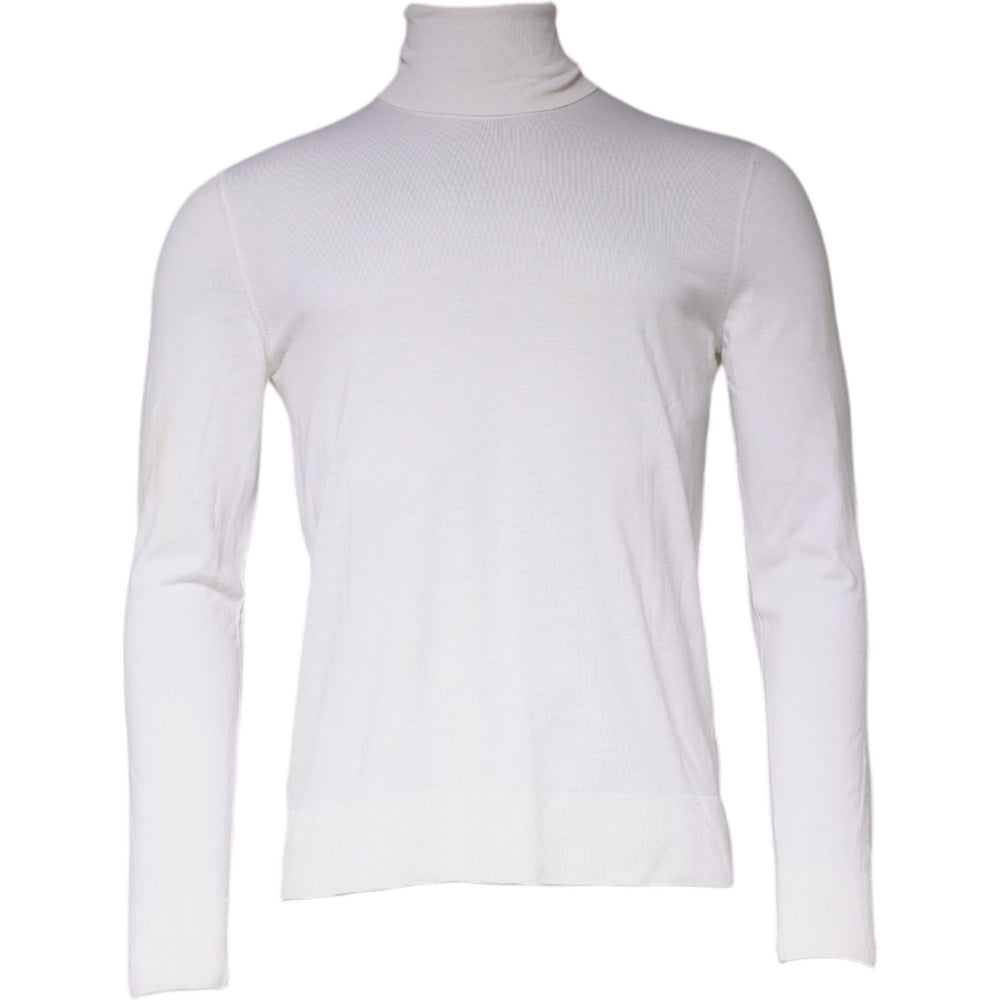 Dolce & Gabbana White Long Sleeve Turtleneck Men Pullover Sweater TSH87067-52