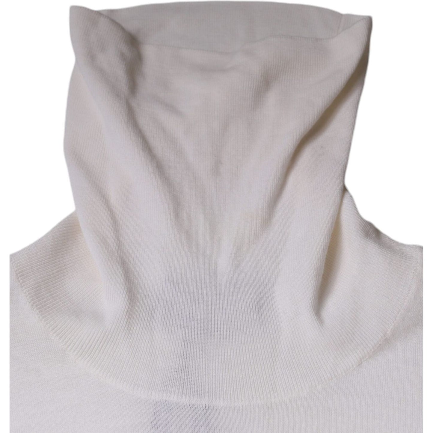 Dolce & Gabbana White Long Sleeve Turtleneck Men Pullover Sweater TSH87067-52
