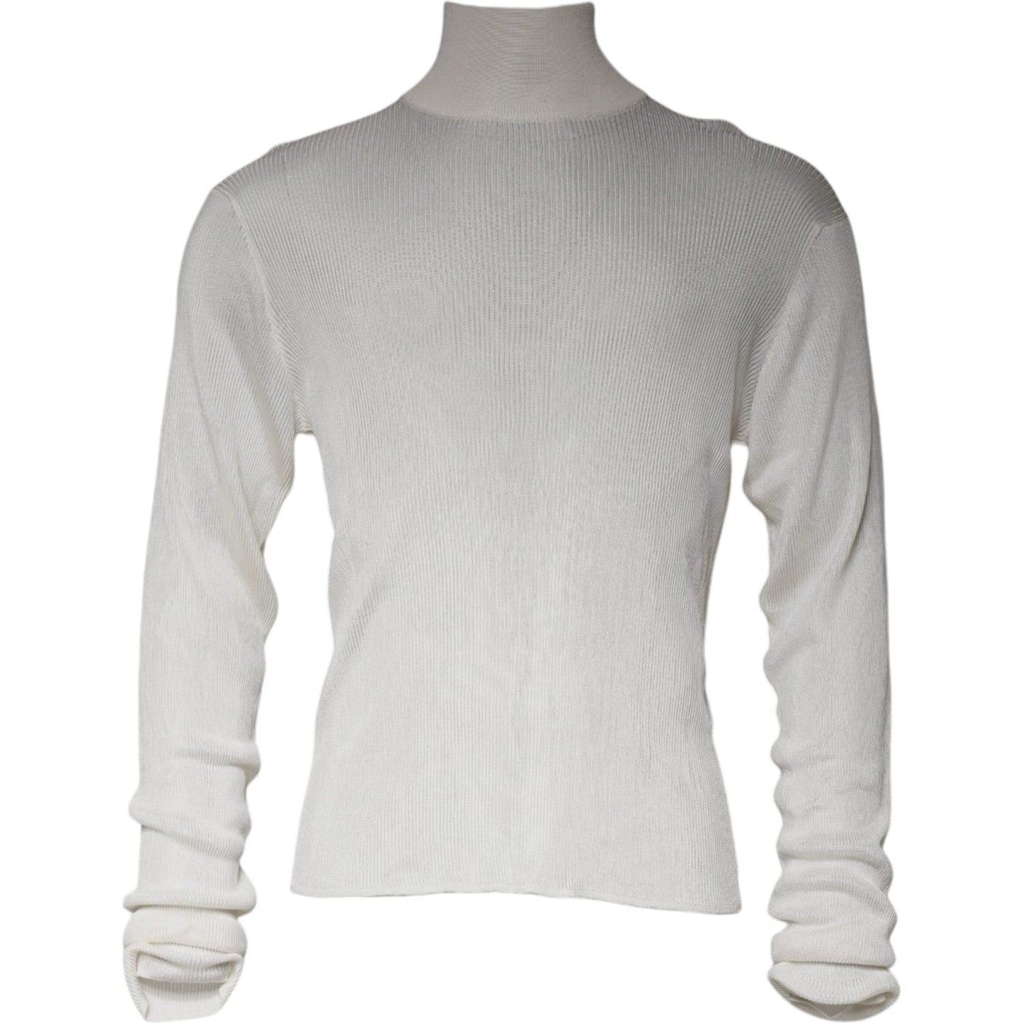 Dolce & Gabbana White Long Sleeve Turtleneck Men Pullover Sweater TSH87080-54