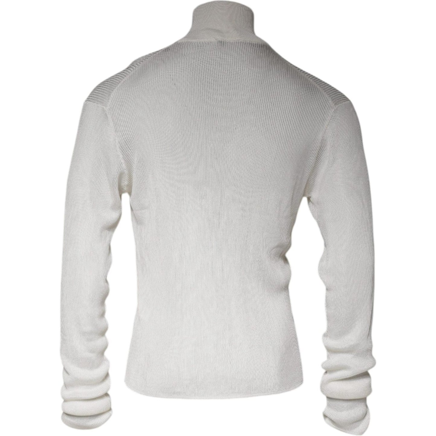 Dolce & Gabbana White Long Sleeve Turtleneck Men Pullover Sweater TSH87080-54