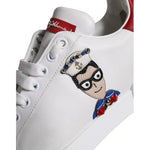 Dolce & Gabbana White Patch Calfskin Nappa Portofino Sneakers Shoes LA11240-35