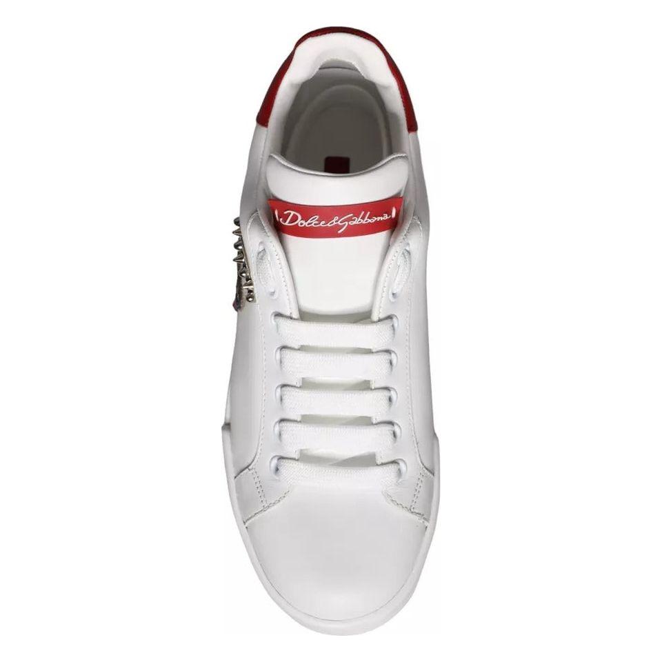 Dolce & Gabbana White Patch Calfskin Nappa Portofino Sneakers Shoes LA11240-35