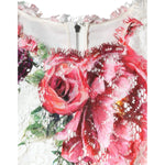 Dolce & Gabbana White Peony Lace Short Sleeves Blouse Top TSH86567-36