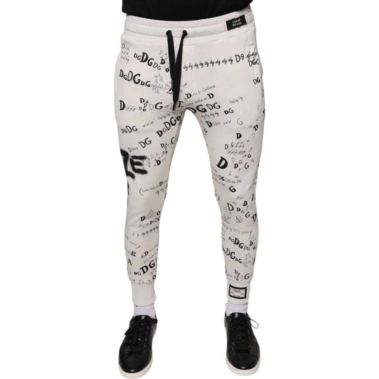 Dolce & Gabbana White Printed Cotton Jogger Sweatpants Pants PAN75608-44