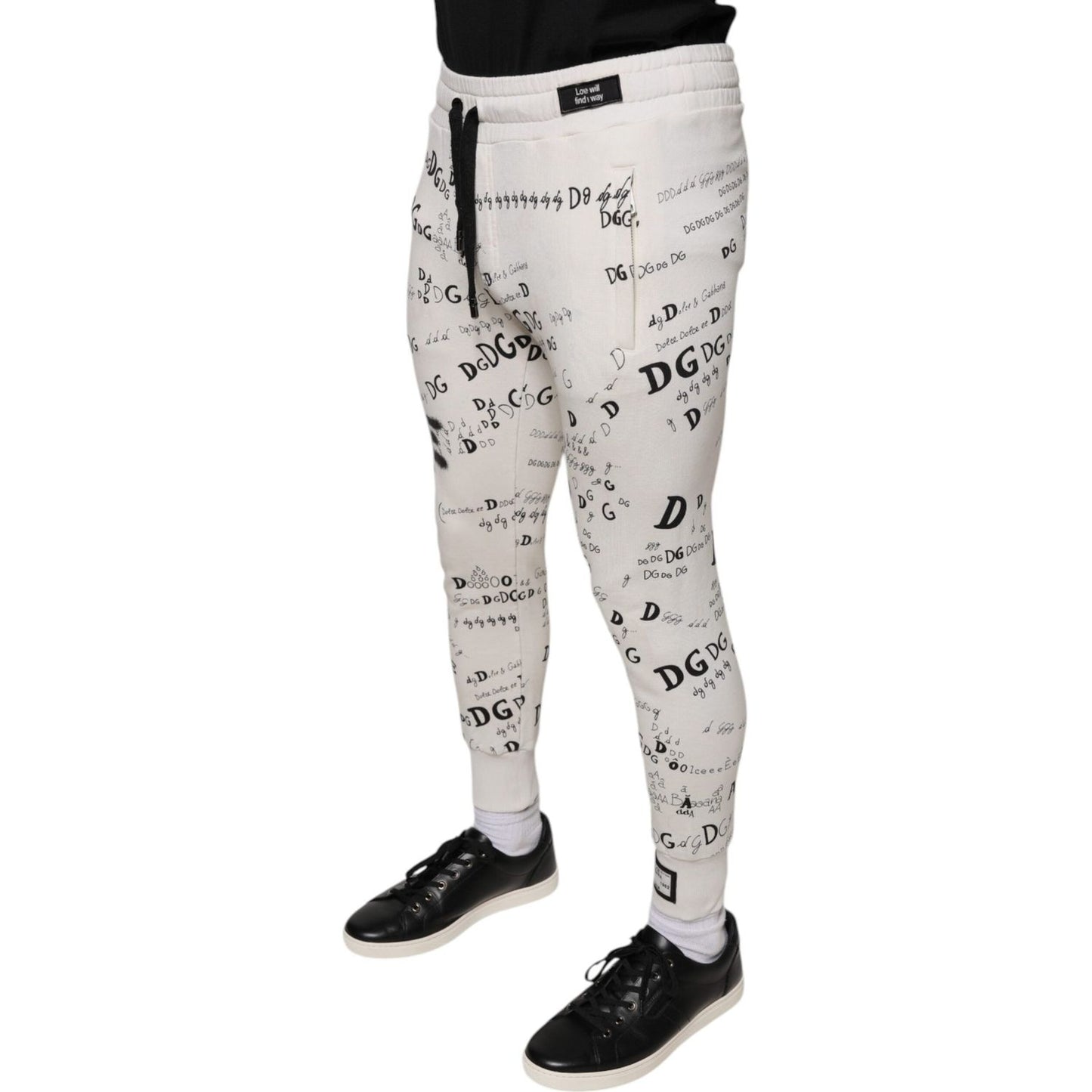 Dolce & Gabbana White Printed Cotton Jogger Sweatpants Pants PAN75608-44