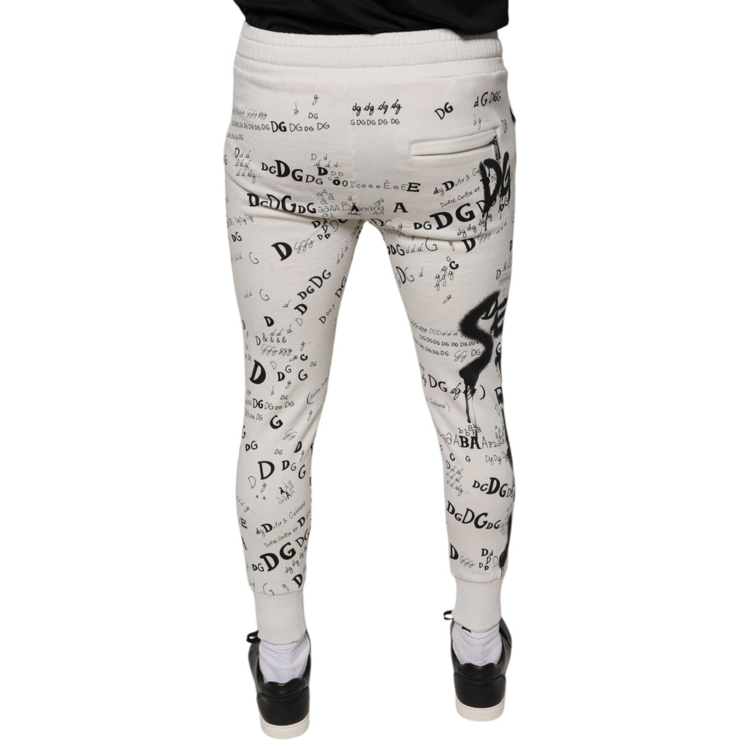 Dolce & Gabbana White Printed Cotton Jogger Sweatpants Pants PAN75608-44
