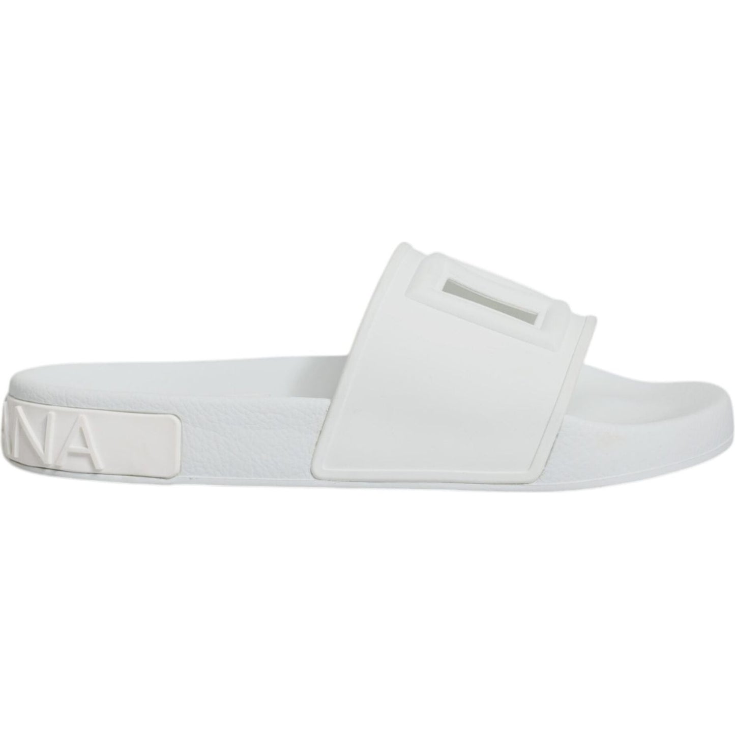 Dolce & Gabbana White Rubber Slides Sandals Beachwear Shoes LA11759-37