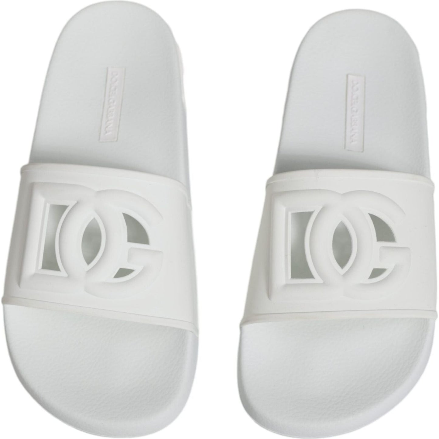 Dolce & Gabbana White Rubber Slides Sandals Beachwear Shoes LA11759-37