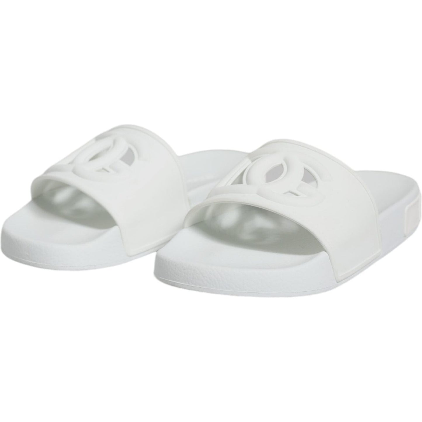 Dolce & Gabbana White Rubber Slides Sandals Beachwear Shoes LA11759-37