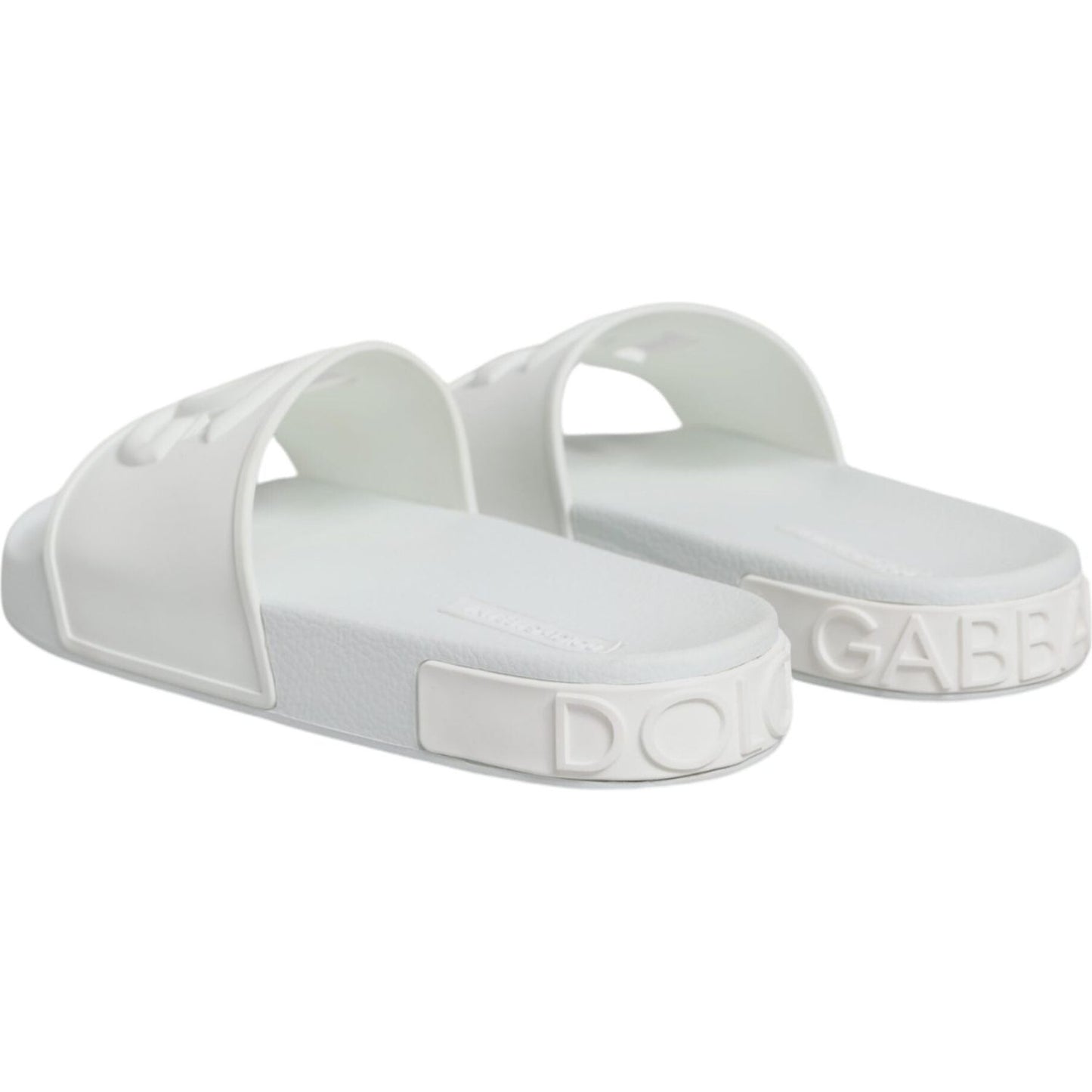 Dolce & Gabbana White Rubber Slides Sandals Beachwear Shoes LA11759-37