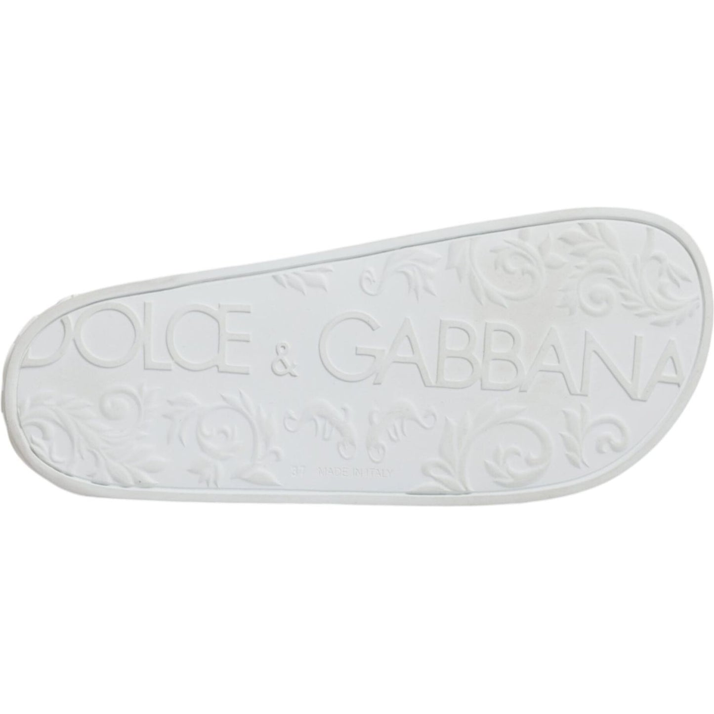 Dolce & Gabbana White Rubber Slides Sandals Beachwear Shoes LA11759-37