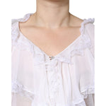 Dolce & Gabbana White Ruffles Lace Long Sleeve Blouse Top TSH86561-44