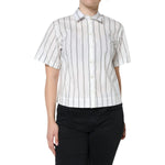 Dolce & Gabbana White Striped Collared Short Sleeve Polo Top TSH5964-40