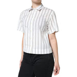 Dolce & Gabbana White Striped Collared Short Sleeve Polo Top TSH5964-40