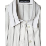 Dolce & Gabbana White Striped Collared Short Sleeve Polo Top TSH5964-40