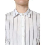 Dolce & Gabbana White Striped Collared Short Sleeve Polo Top TSH5964-40
