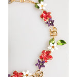 Dolce & Gabbana Gold Brass Logo Detail Floral Fashion Jewelry Necklace SMY11180