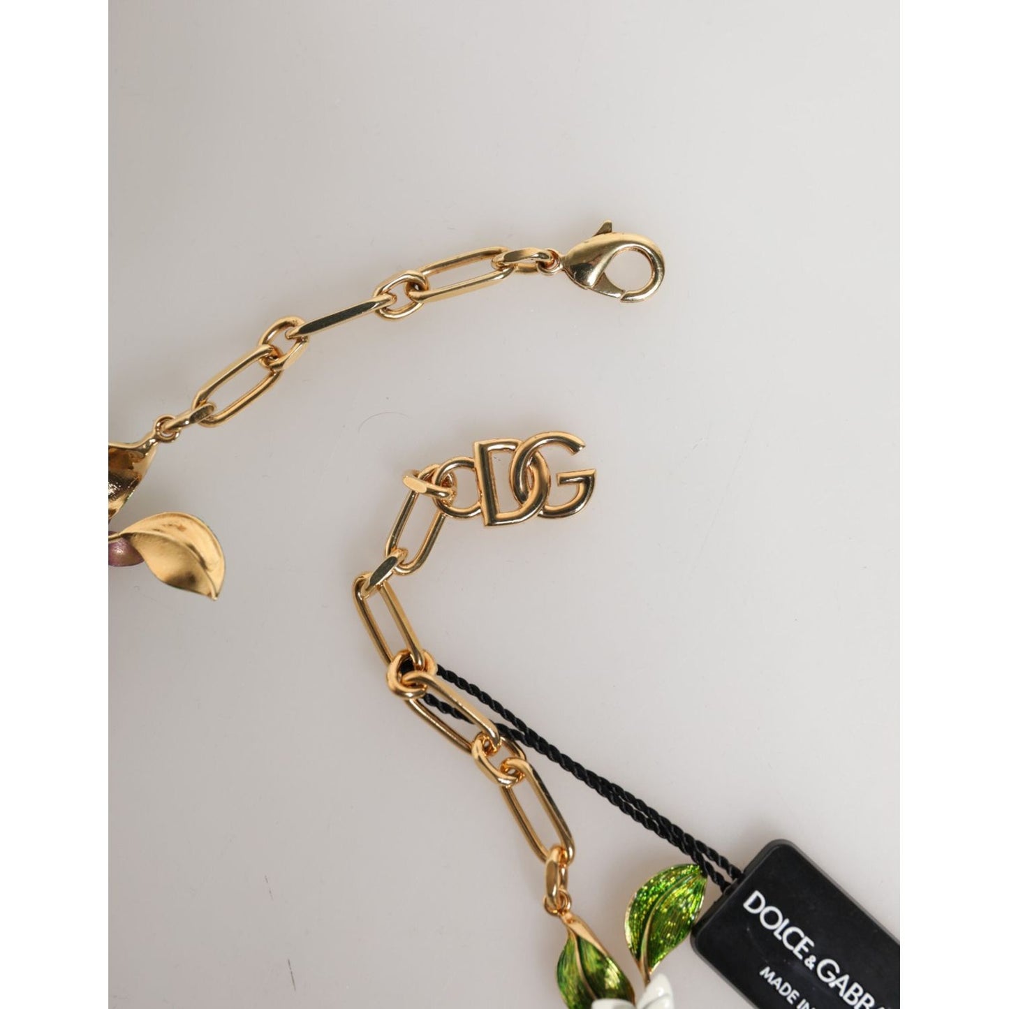Dolce & Gabbana Gold Brass Logo Detail Floral Fashion Jewelry Necklace SMY11180