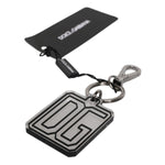 Dolce & Gabbana Gray Black DG Rubber Logo Silver Men's Keychain Keyring SMY10677