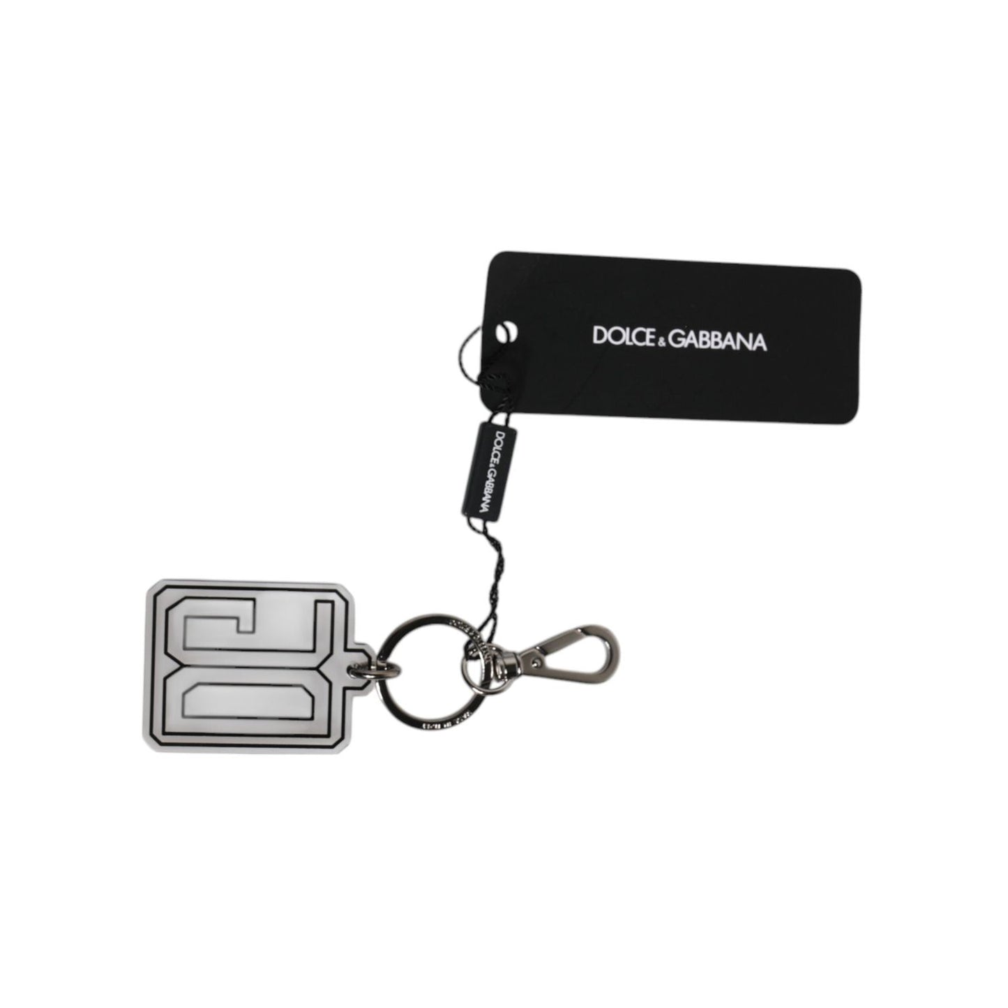 Dolce & Gabbana Gray Black DG Rubber Logo Silver Men's Keychain Keyring SMY10677