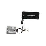 Dolce & Gabbana Gray Black DG Rubber Logo Silver Men's Keychain Keyring SMY10677