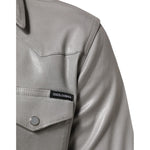 Dolce & Gabbana Gray Coated Cotton Snap Button Logo Men Shirt TSH90789-40